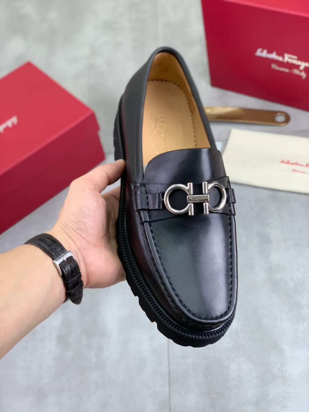 Men's men's shoes 💰P542 new high quality [Ferragamo/Ferragamo] latest model original imported calfskin, imported cowhide lining + original luxury metal buckle + original combination outsole Comparison without pressure Code number: 38-44 (45 customized)